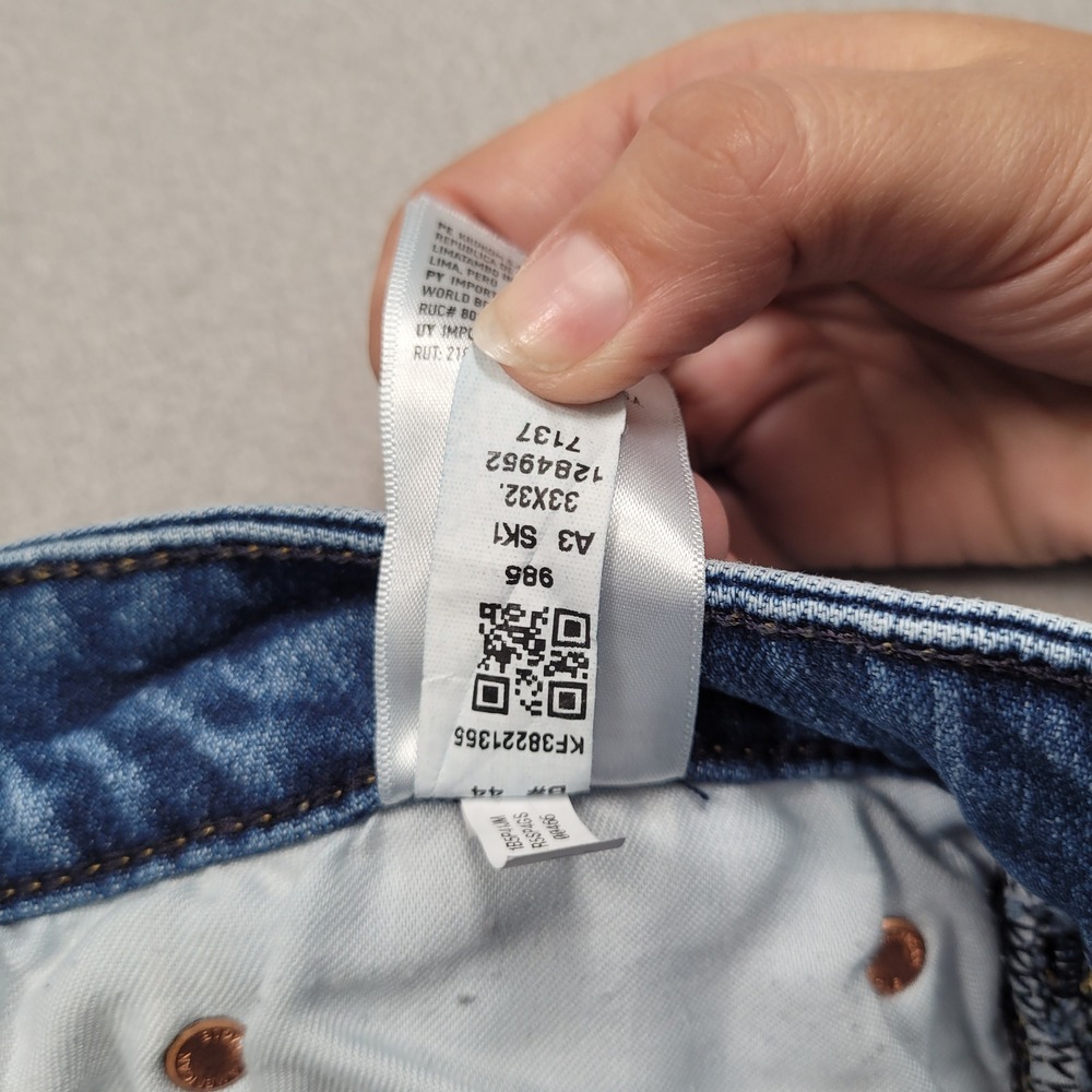 American Eagle Mens Slim Bootcut Easyflex Distressed Blue Jeans 33x32 - Picture 14 of 14